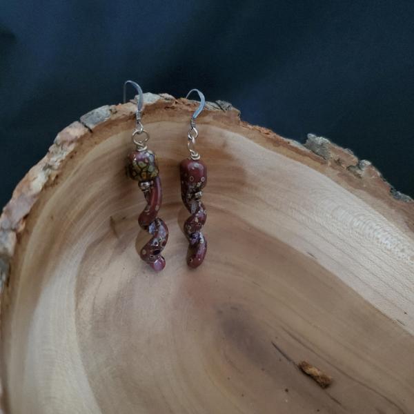 Brown frit doodle earring picture