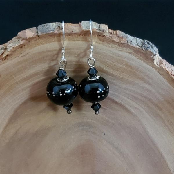 Black with silver earring