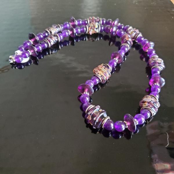 Purple and Raku Necklace