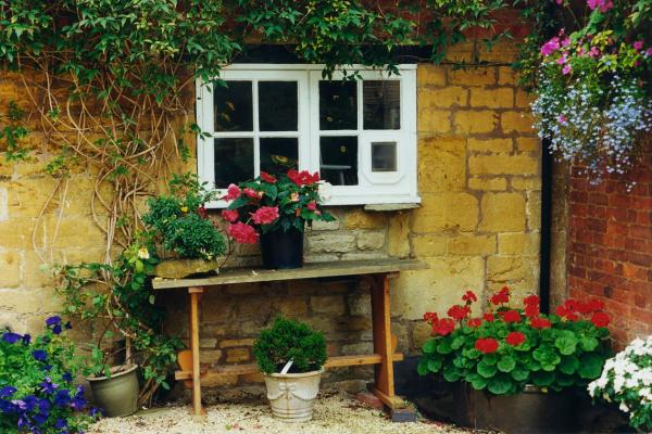 Courtyard - P62 - 11X14 Framed 16X20 picture