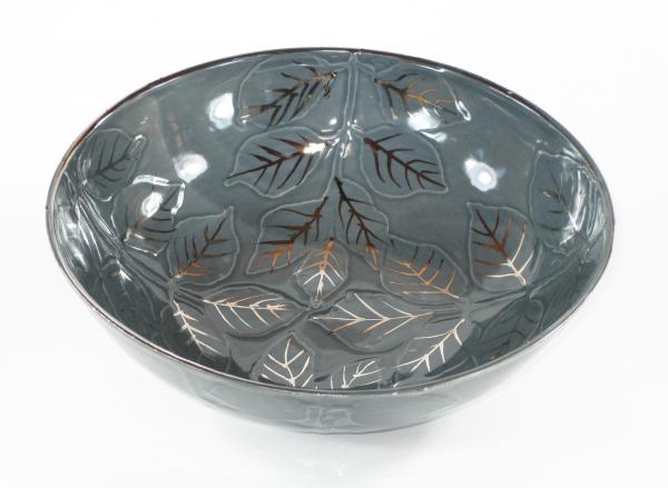 Water Etched Large Grey Serving Bowl