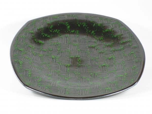 Black and Green Grid Platter
