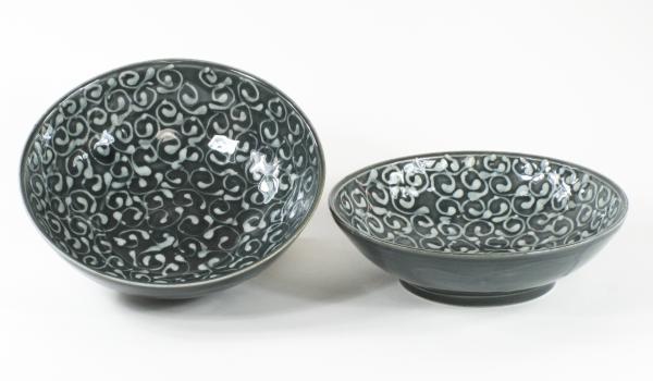 Pair, Grey Swirl Individual Bowls