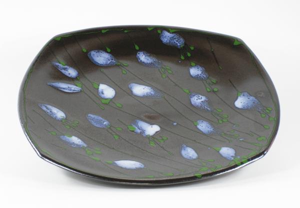 Black Diagonal Flower Platter picture