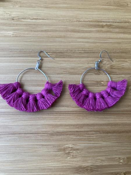 Mini Tassel Hoop Earring- Pink