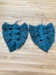 Macrame Feather Earrings- Pine Green