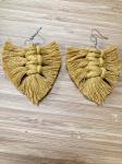 Macrame Feather Earrings- Mustard