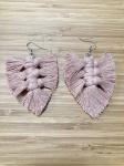 Macrame Feather Earrings- Blush Pink