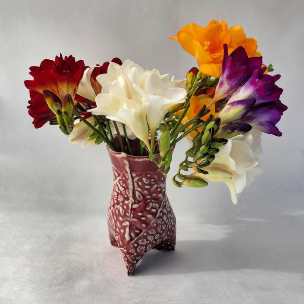 Ruby red ceramic posy pot picture