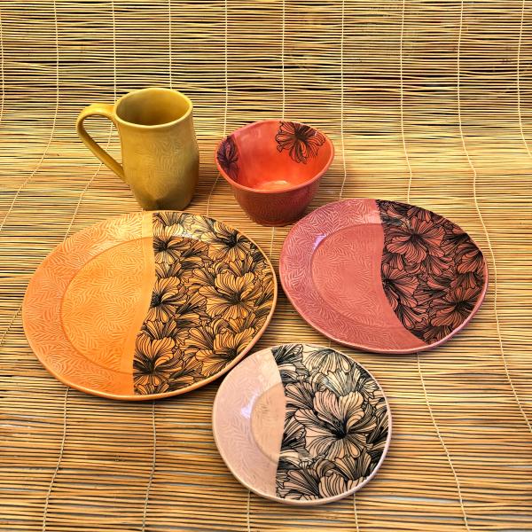 Handmade Ceramic Dinnerware with Hibiscus picture