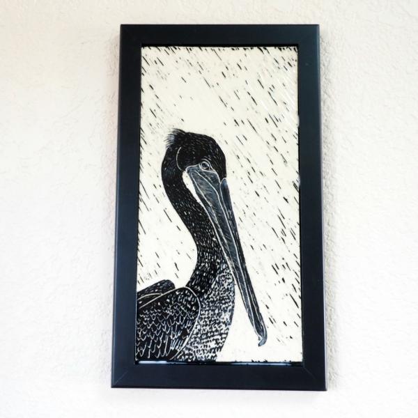 Framed Art Tile with Pelican picture