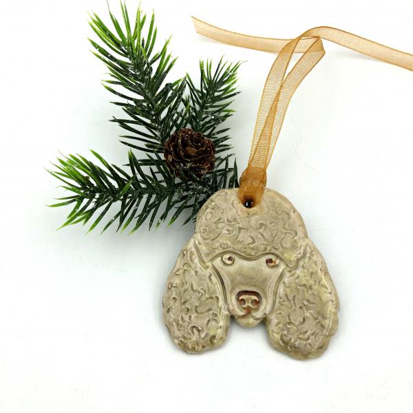 Poodle Face Ceramic Christmas Ornaments, Gift Box Included picture