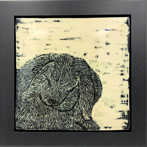 Framed art Tile with Sleepy Bunny picture