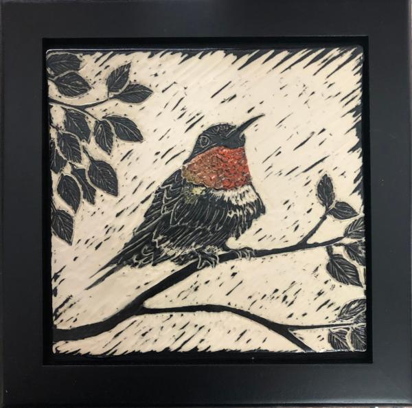 Hand-carved Rufous Hummingbird Tile