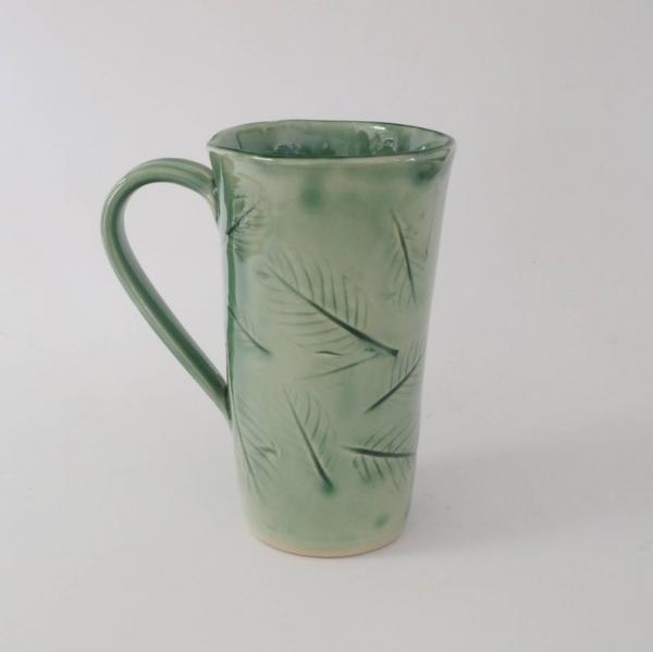 Handmade Pottery Coffee Mug for Nature Lover has Green Leaf Texture picture