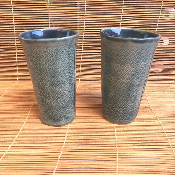 Handbuilt Teal Ceramic Tumbler or Vase