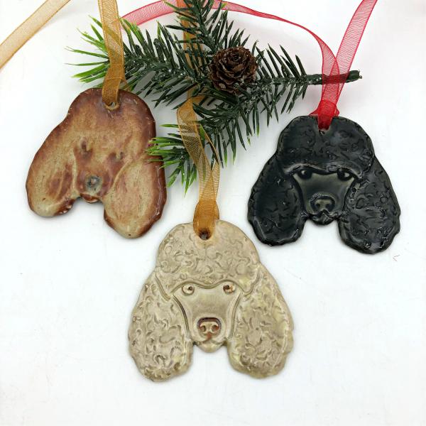 Poodle Face Ceramic Christmas Ornaments, Gift Box Included