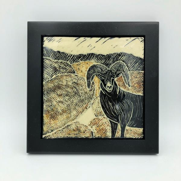 Big Horn Sheep Carved Tile picture