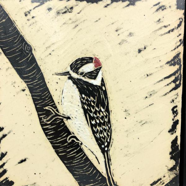 Downy Woodpecker Art Tile picture