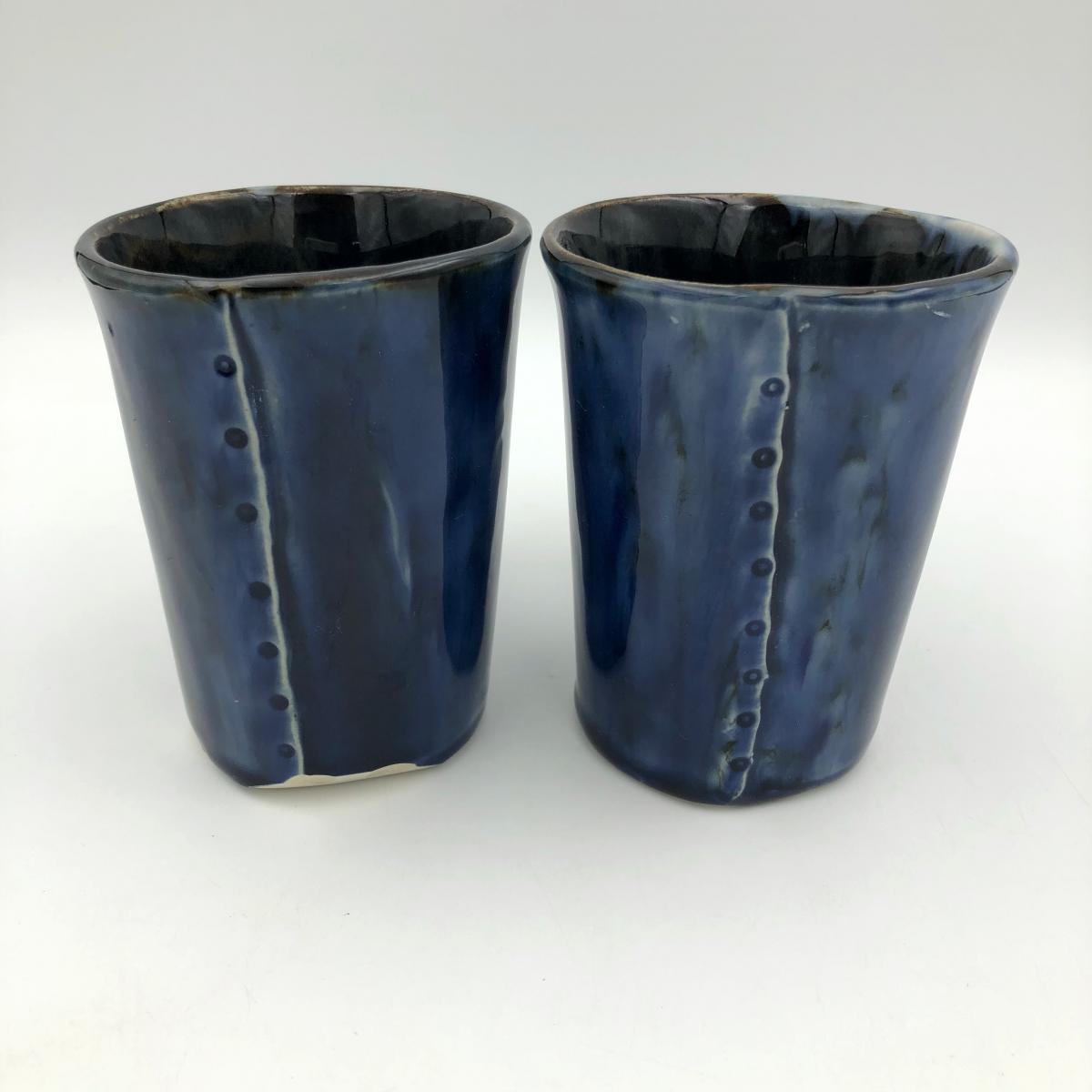 Slab-built Stoneware Pottery Mug in Rich Deep Blue picture