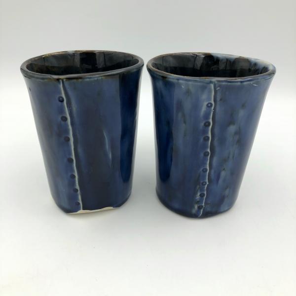 Slab-built Stoneware Pottery Mug in Rich Deep Blue picture