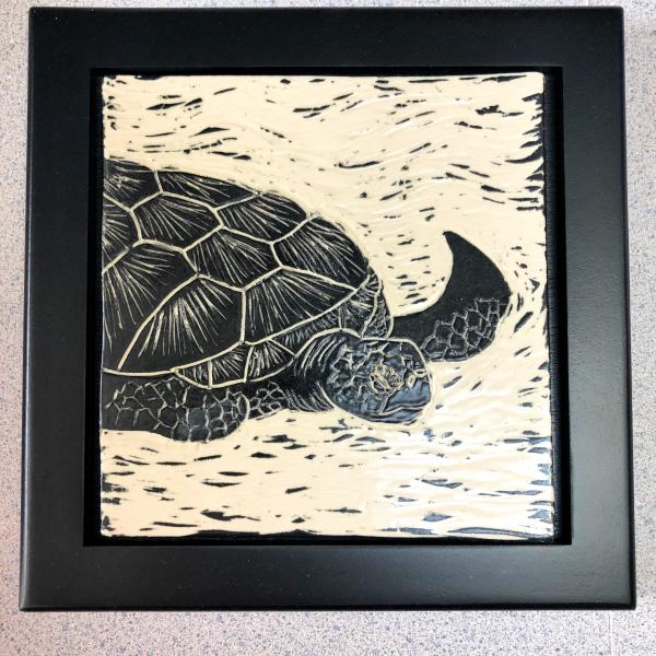 Framed Sea Turtle Tile picture