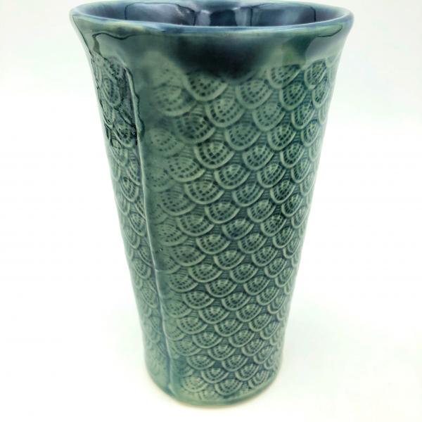 Handbuilt Teal Ceramic Tumbler or Vase picture