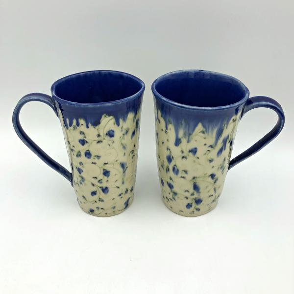 Large Ceramic Mug with Blurred Blue Flowers