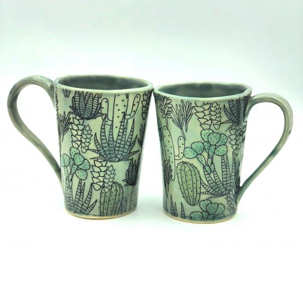 Cactus Mugs in soft Greens picture