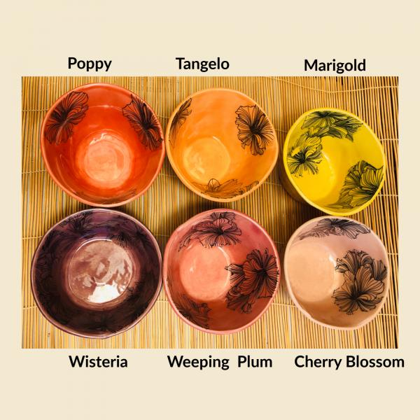 Ceramic Bowls with Hibiscus in 6 colors