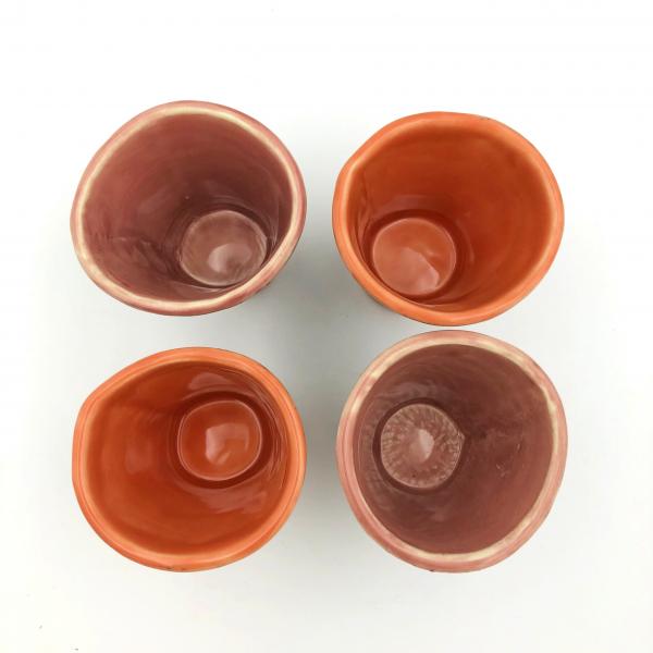 Handmade pottery tumbler, glass or shot glass with fun flamingo design in 3 sizes and 2 colors. picture