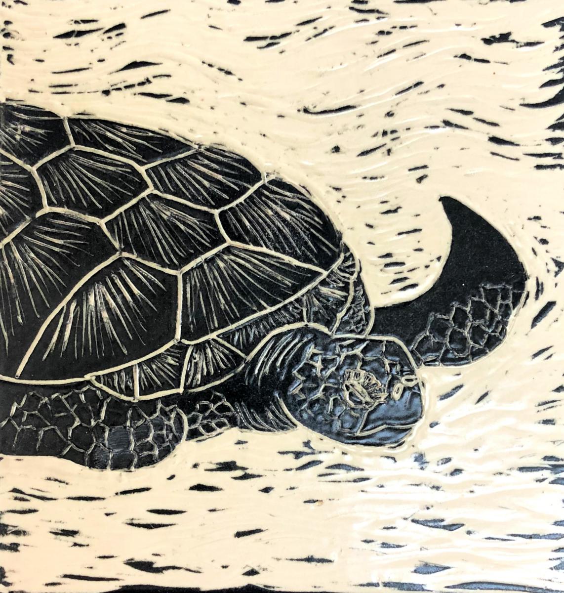 Framed Sea Turtle Tile picture