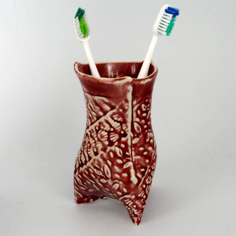 Ruby red ceramic posy pot picture