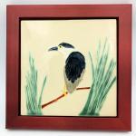 Framed Ceramic Night Heron Tile