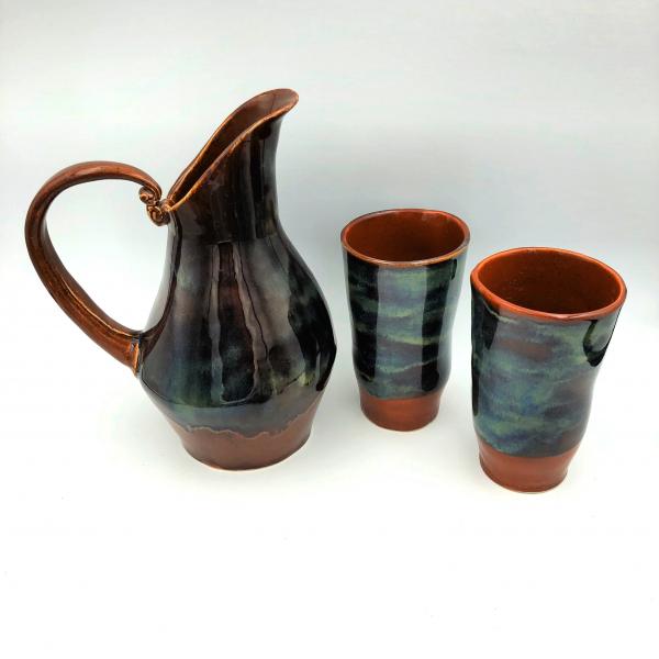 Ceramic Art Pitcher with Tumblers
