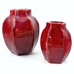Handbuilt Pottery Ginger Jar in rich Cranberry Red Glaze