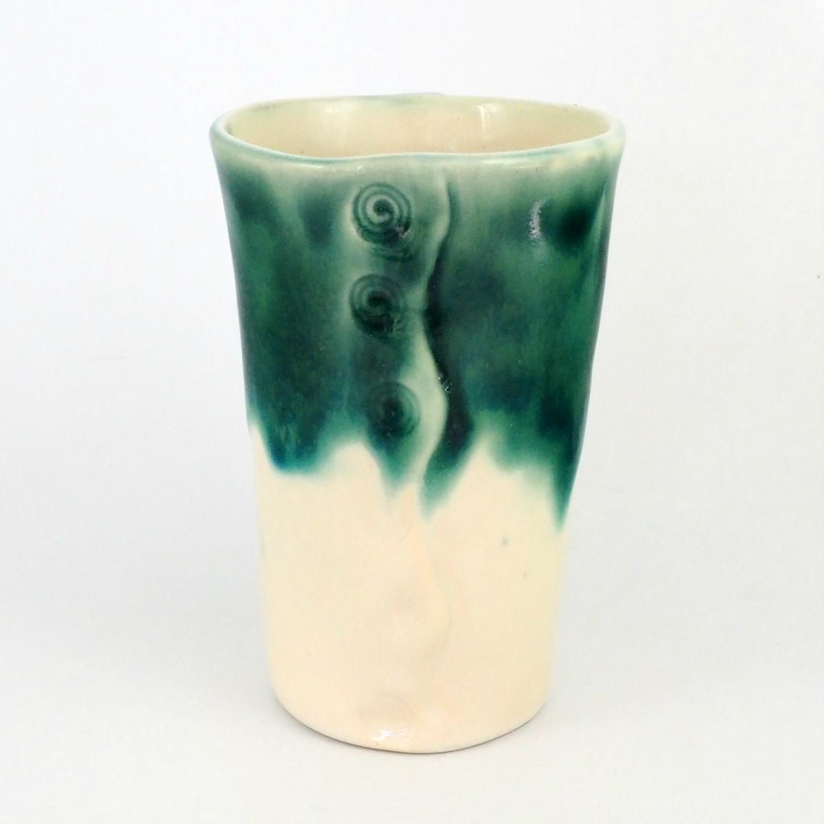 Rich Green and White Handmade Mug picture