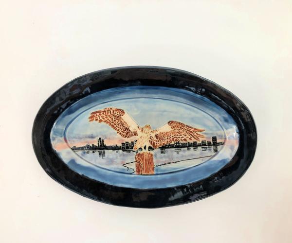 Large Oval Wall Platter with Osprey