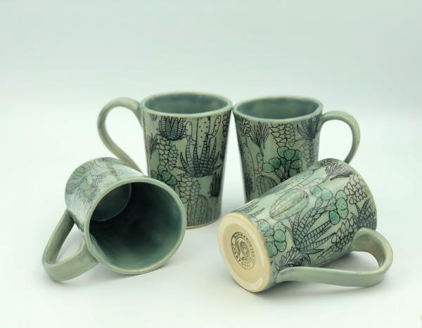 Cactus Mugs in soft Greens