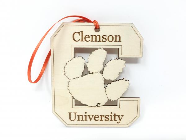 Clemson University Wood "C" Ornament