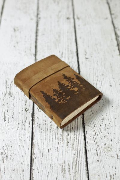 Copy of Leather Journal with Pine Trees / Travel Sketchbook
