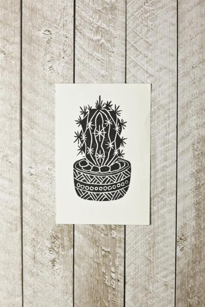 Cactus Print 4x6 / Unframed Botanical Art Print / Linocut Print picture