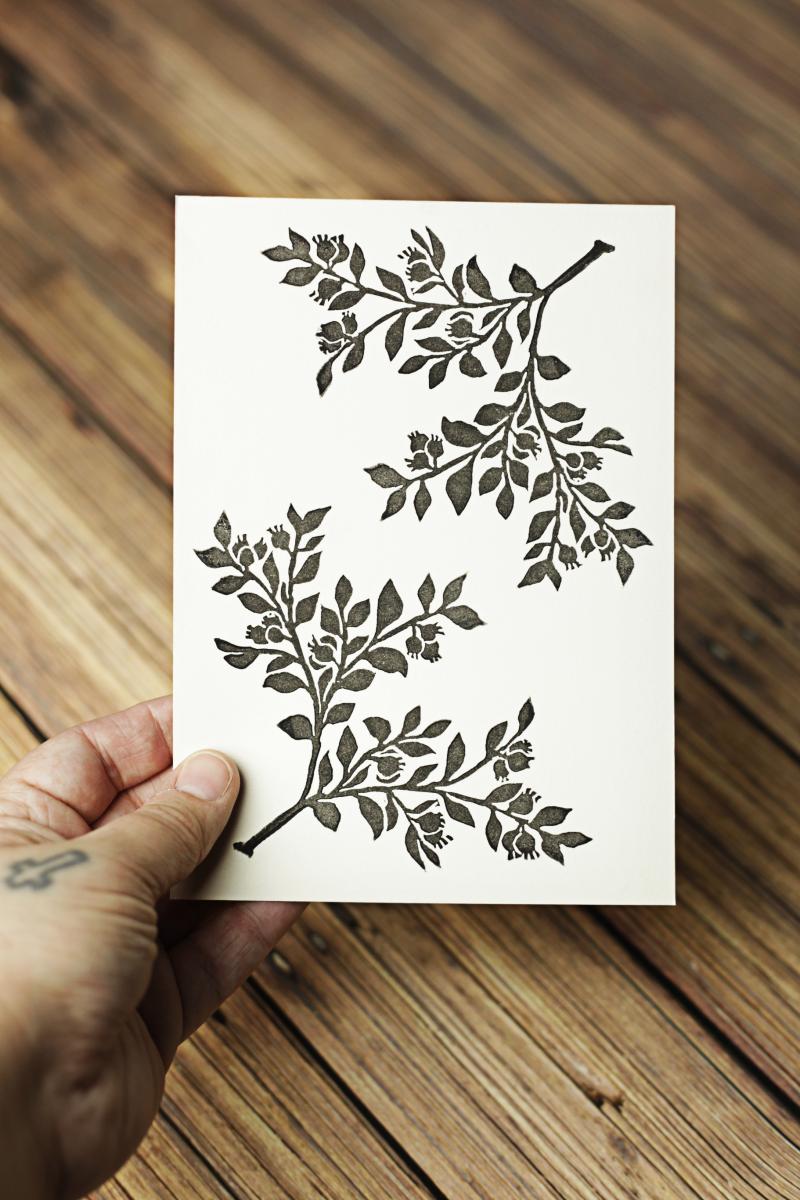 Blueberry Art Print / Unframed Linocut Block Print picture