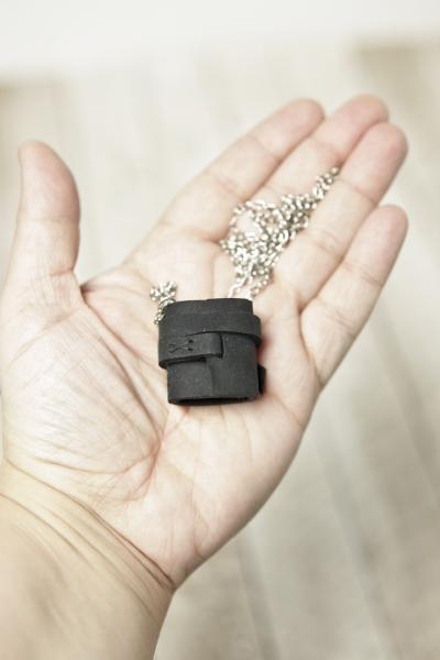 Black Mini Leather Book Necklace picture