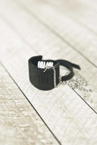 Black Mini Leather Book Necklace picture