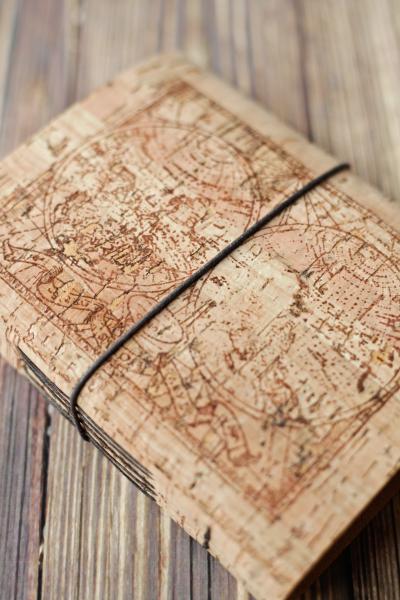 Cork Journal with Map, Rustic Travel Journal picture