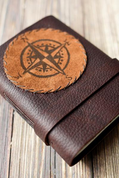 Leather Travel Journal - Compass Rose Sketchbook picture