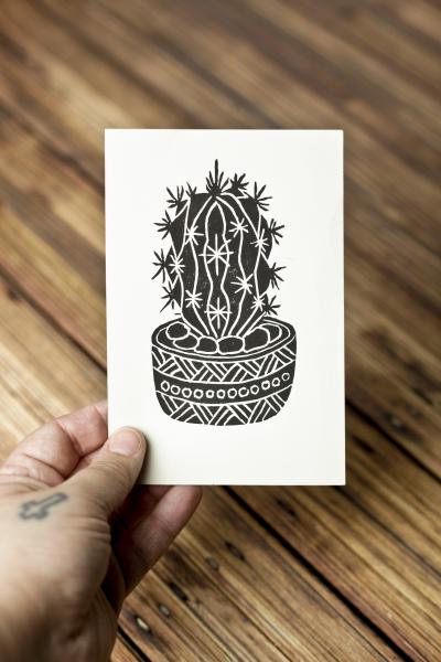 Cactus Print 4x6 / Unframed Botanical Art Print / Linocut Print picture
