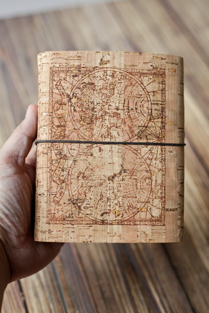 Cork Journal with Map, Rustic Travel Journal picture