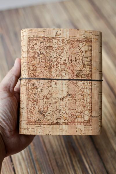 Cork Journal with Map, Rustic Travel Journal picture